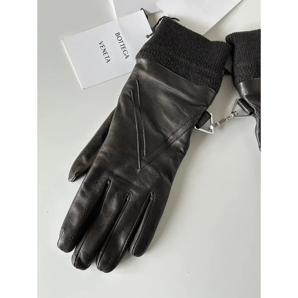 NWT $650 Bottega Veneta Women's Leather Gloves Brown Size 8 (L) Italy 690300